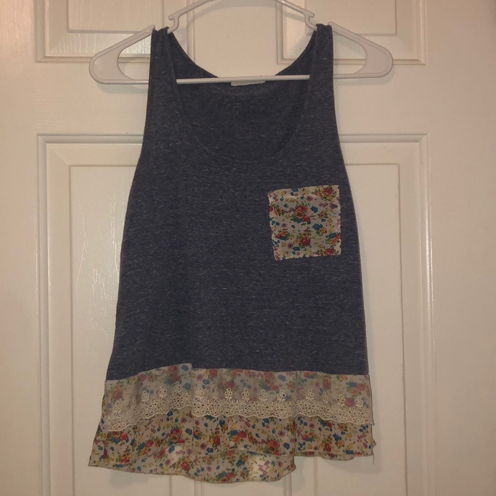 Blue and floral tank top